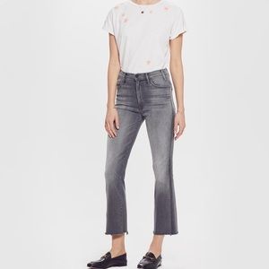 Mother The Hustler Ankle Fray Grey Jeans